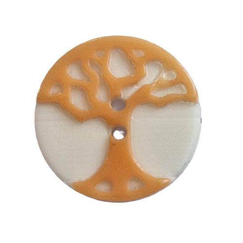 Knapp 2 hull Livets Tre 15 mm oransje