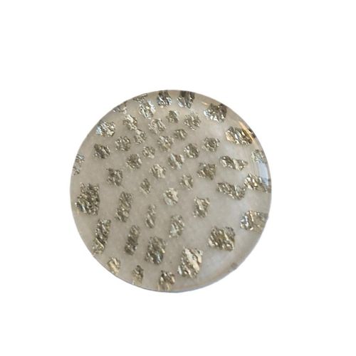 KNAPP MED KANAL HVIT MED GLITTER 13 MM