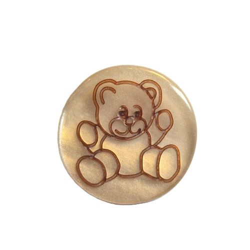 Barneknapp polyesterknapp øyeknapp med bamse brun 14 mm
