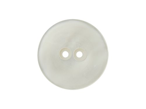 Polyesterknapp 2 hulls naturhvit perleskimmer matt 23 mm