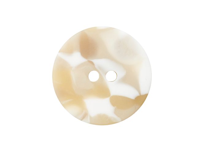 Hovedbilde Polyesterknapp 2 hulls beige hvit sand 20 mm