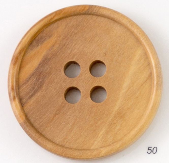 Hovedbilde Knapp av oliventre 4 hulls 50 mm