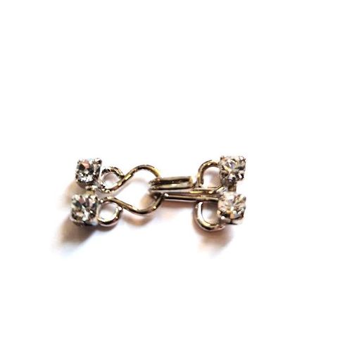 Hekte sølv med strass 10 mm