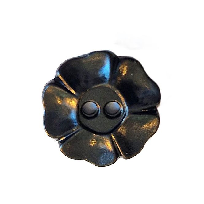 Hovedbilde Knapp med 2 hull blomst sort 13 mm