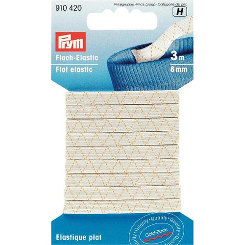 Elastisk strikk 6 mm x  3 meter hvit