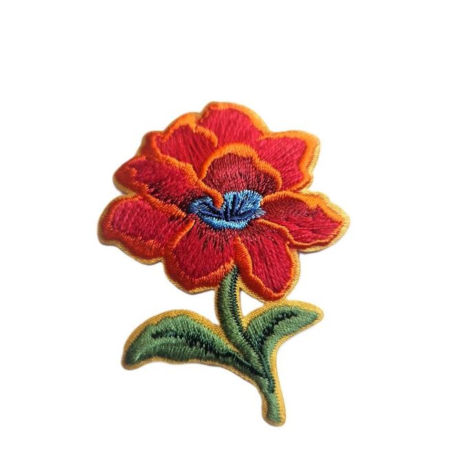 Hovedbilde Strykemerke blomst rød oransje 45 mm